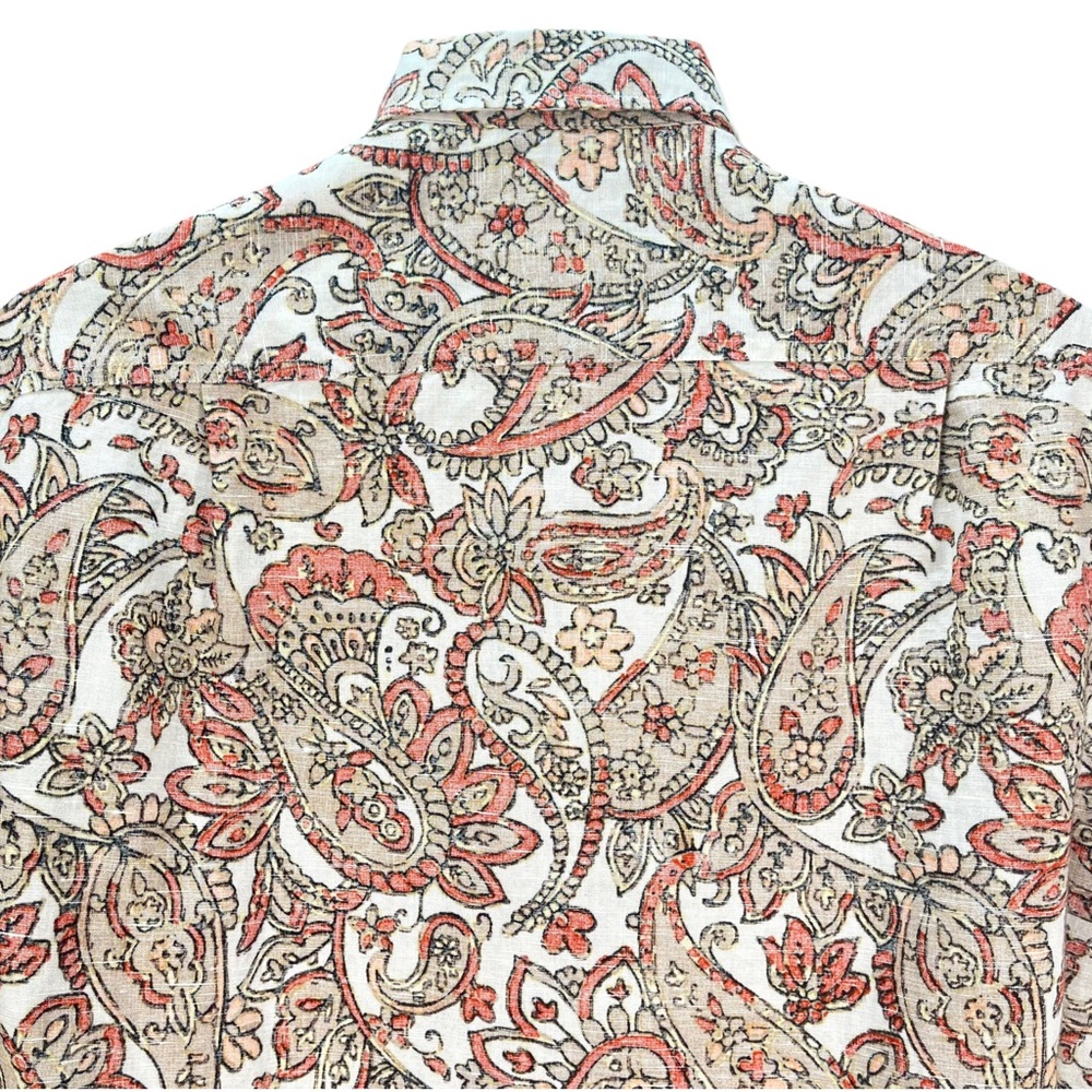 Tasso Elba Island Men’s Medium Paisley Print Short Sleeve Buttons Up Shirt - Picture 5 of 8
